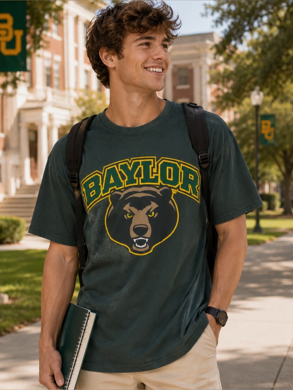 Baylor University Short Sleeve Green Bear Tee Large Collegiate SpiritWear